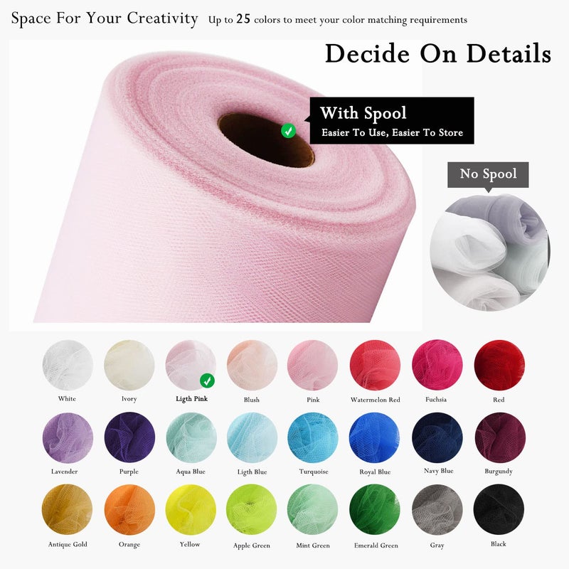 IONTACH Light Pink Tulle Fabric Rolls 54 Inch by 40 Yards Tulle Bolt Spool for Wedding Decorations DIY Tutu Baby Shower Table Skirt Ceiling Decor Birthday Party Craft Supplies - Image 3